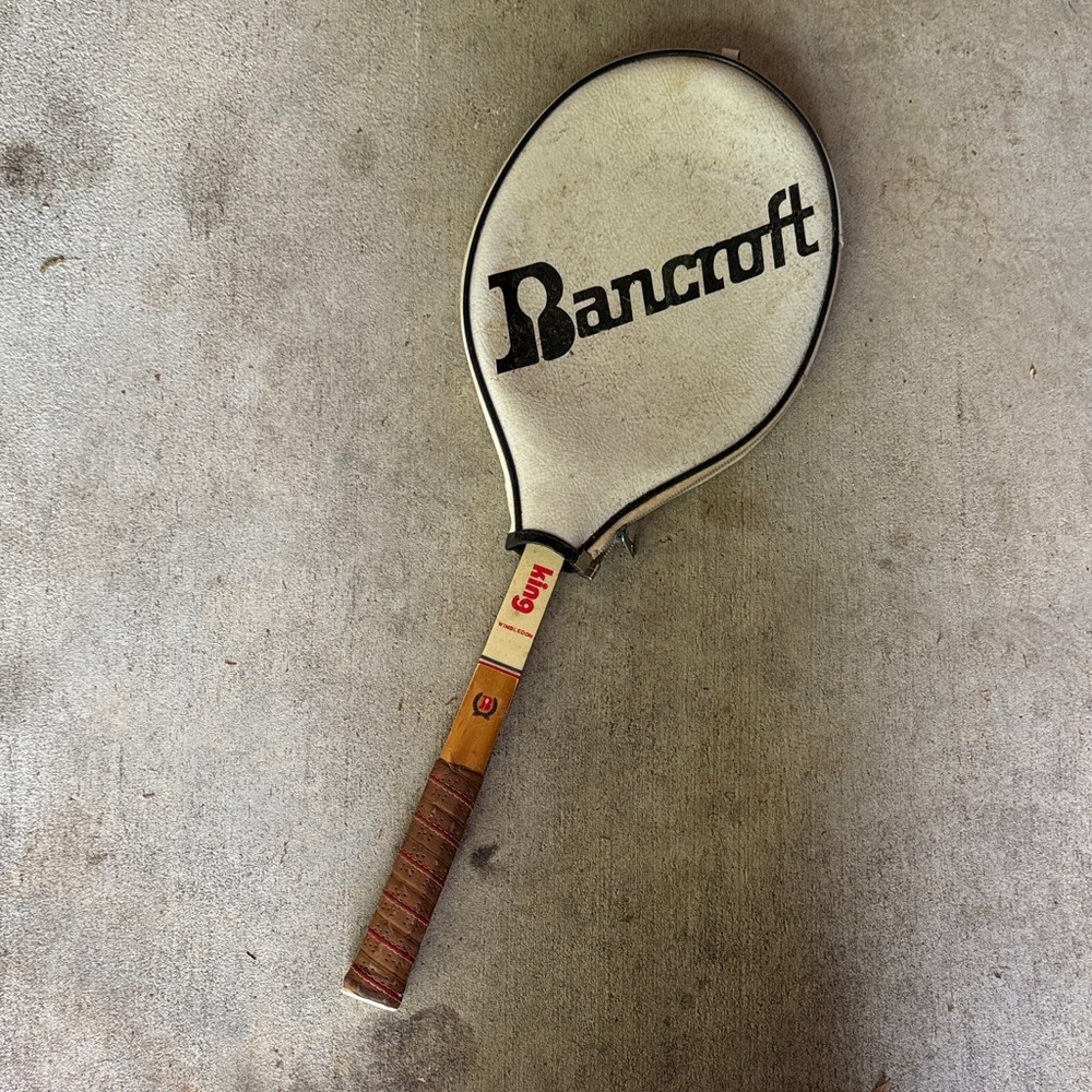 Bancroft King Wimbledon Wooden Tennis Racket - Cream & Red